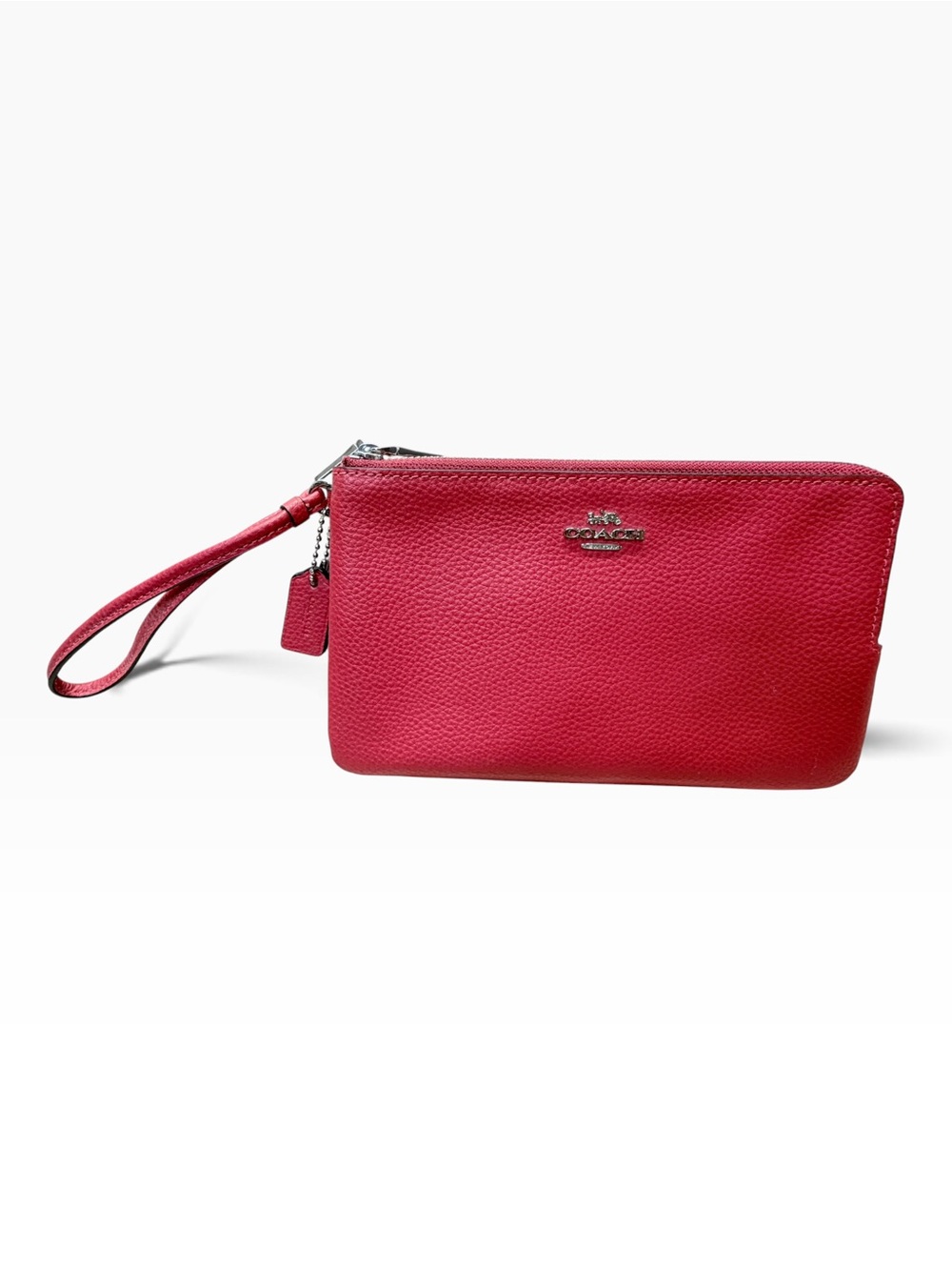 Coach Discontinued Double Corner Zip Wristlet Bright Red Leather F87590 NWOT